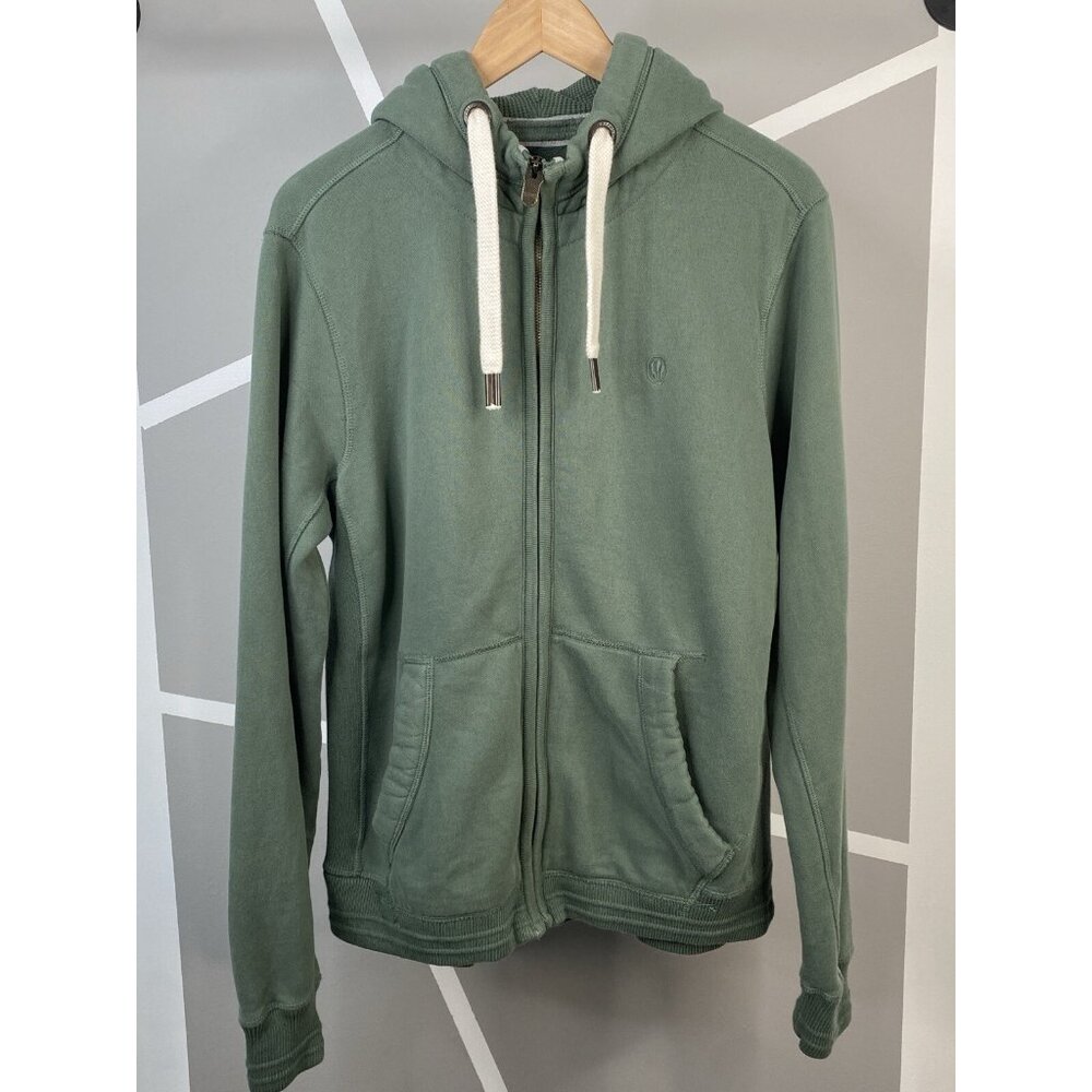 Fat Face Full Zip Fleece Lined Hoodie Men’s M Green Pockets Long Sleeve